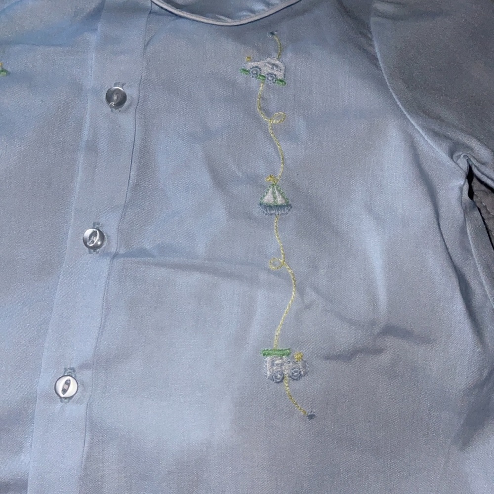 Two piece embroidery baby blue with white trim.Heirloom, portrait, classic - Picture 6 of 13